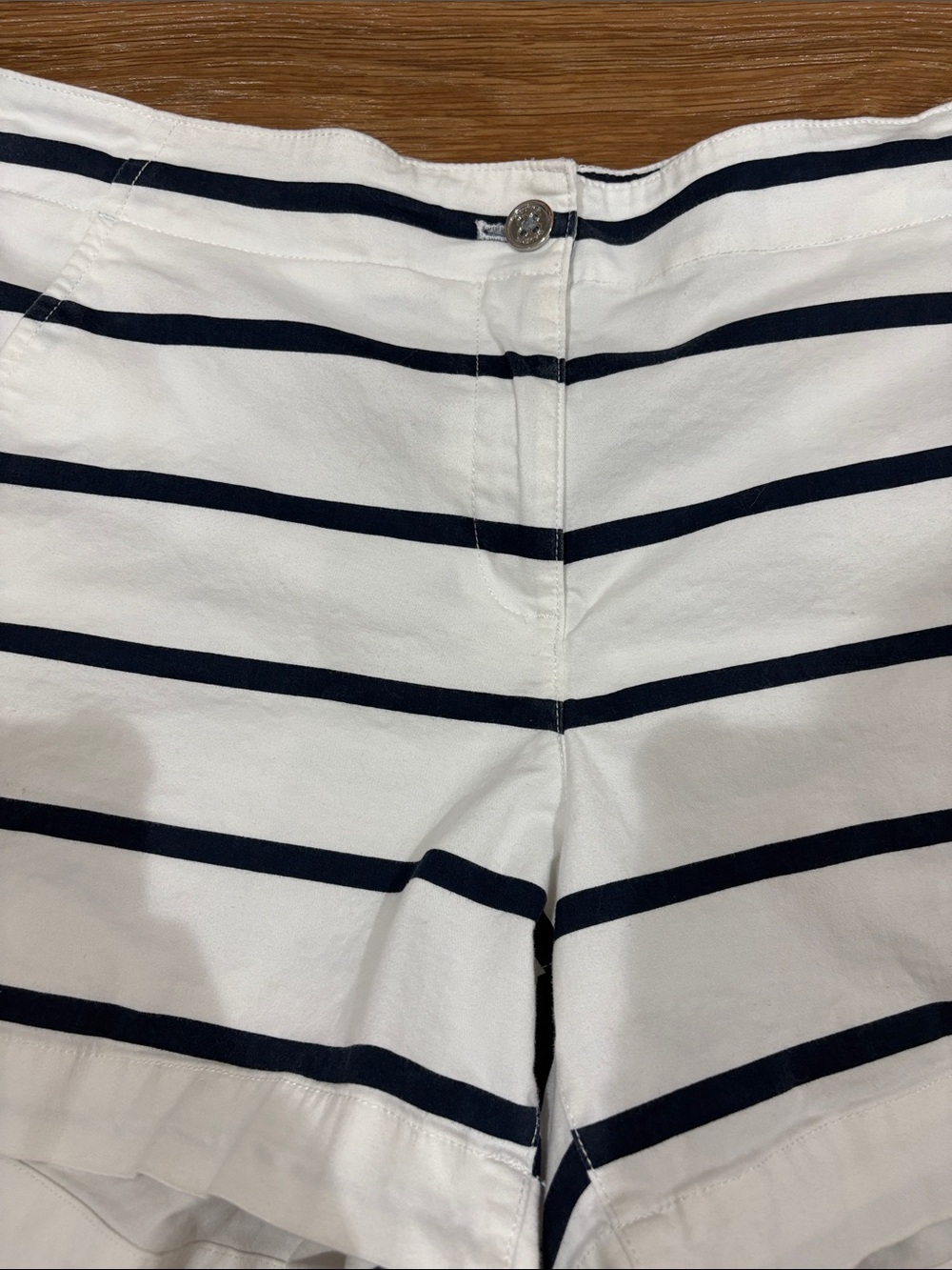 Nautica Striped White and Navy Cotton Shorts Women’s Size 12 - Picture 2 of 8